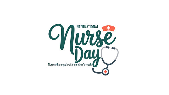 International Nurse Day celebration with stethoscope and nursing cap icon