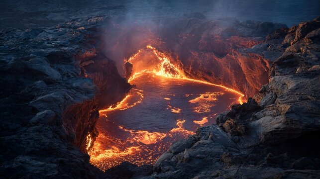 Molten rock bubbled inside Erta Ale volcano, within Ethiopia's Danakil depression.