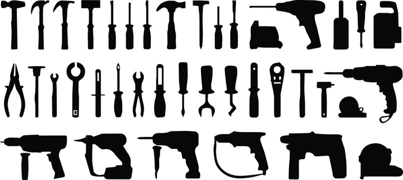 tools outline collection hand tools powertools and workshop gear