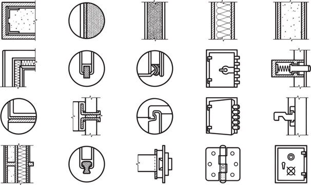 Architectural icons, offering a comprehensive selection of door and window details. Providing a practical resource for designers and builders.