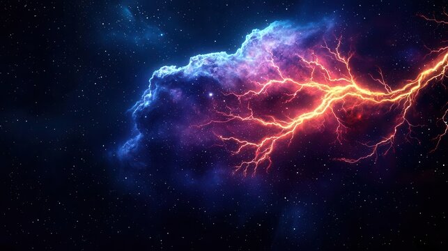 Galaxy shaped like a tree branch with glowing stars as leaves, nature in space concept