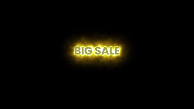 Neon yellow sale banners glow loop for social media promo vertical