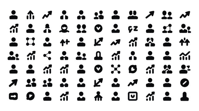 Set of 70 Black Business and User Interface Vector Icons
