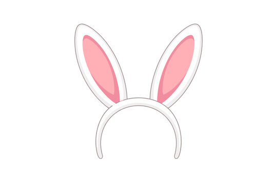 Cute Easter Bunny Ears Headband Vector Illustration. Pink and White Rabbit Ears Accessory Isolated on White Background for Holiday Celebration, Party Costume, and Spring Season Design Element.