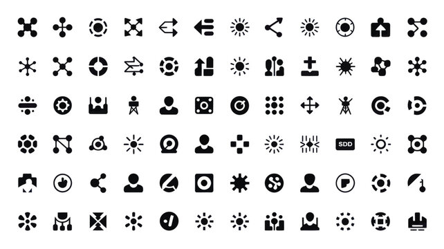 Set of 70 Black UI UX Interface Icons Vector