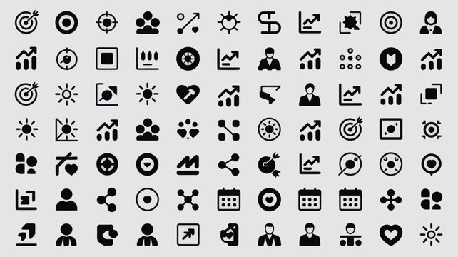 Set of 70 Black Business and Marketing Vector Icons