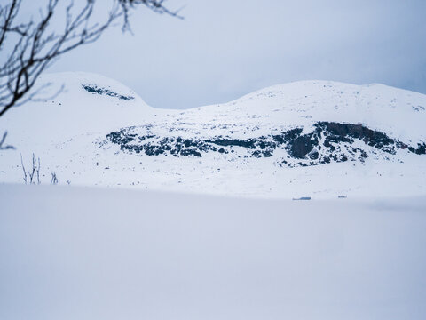 Panoramic view over a snowy Grytningen, &Aring;l, Norway