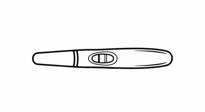 A simple black and white line drawing of a pregnancy test