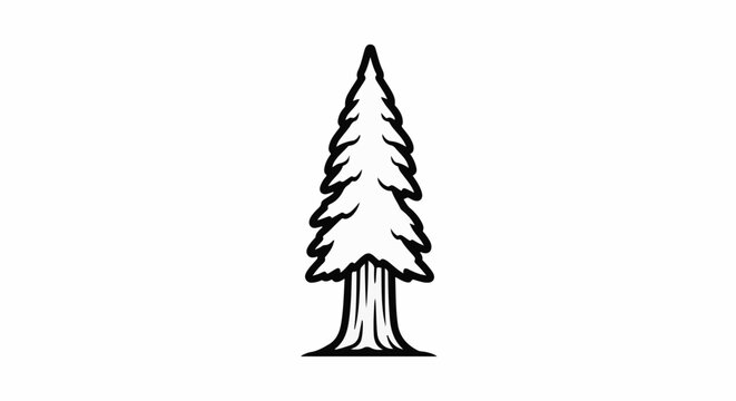 Stylized evergreen tree with a conical shape and detailed trunk