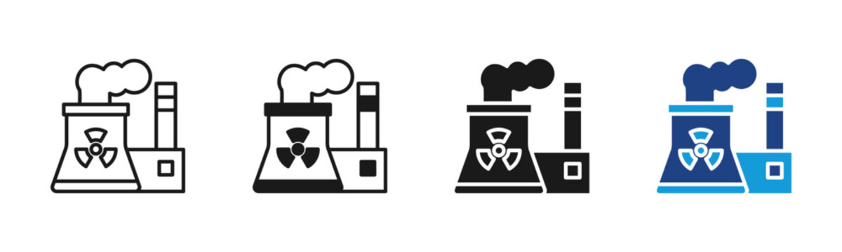 Nuclear Plant icon set multiple style collection