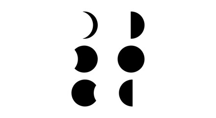 Minimalist moon phases icon set, black lunar cycle silhouettes, celestial astronomy vector elements for astrology and calendar design © Saiful