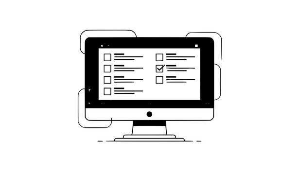 Modern computer checklist vector icon digital questionnaire UI design on white