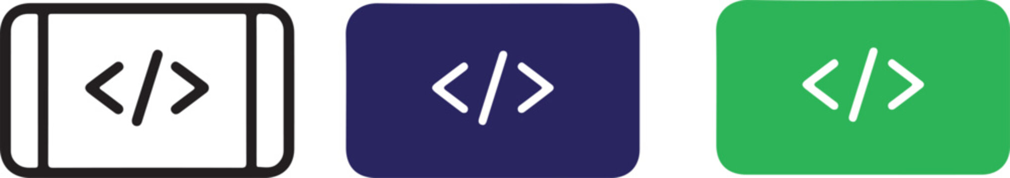 Collection of coding symbols on colored backgrounds for developers