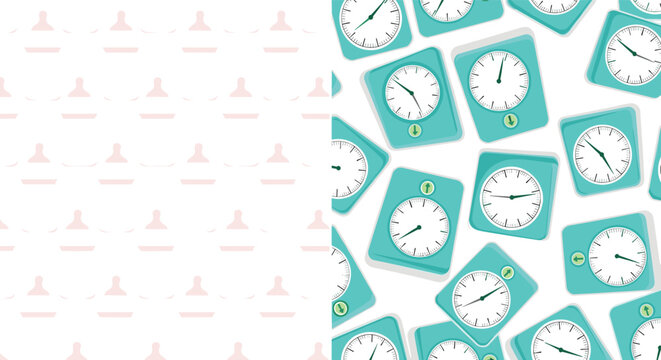 Clock pattern background with repeating alarm clocks and minimal clock icon pattern seamless vector design for time concept wallpaper