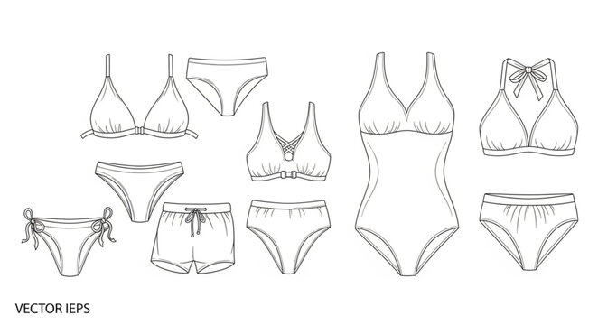 Collection of Swimwear Styles and Underwear Designs.