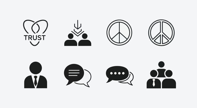 Vector Icon Set: Trust, People, Communication, Peace, Business
