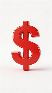 A large red dollar sign symbol on a white background, representing finance, commerce, and wealth.