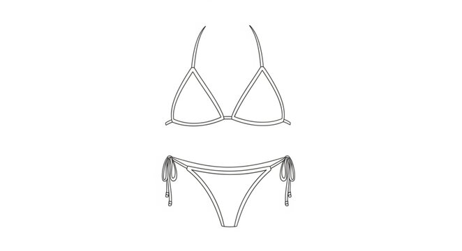 Fashion Sketch of a Bikini Swimsuit Design.