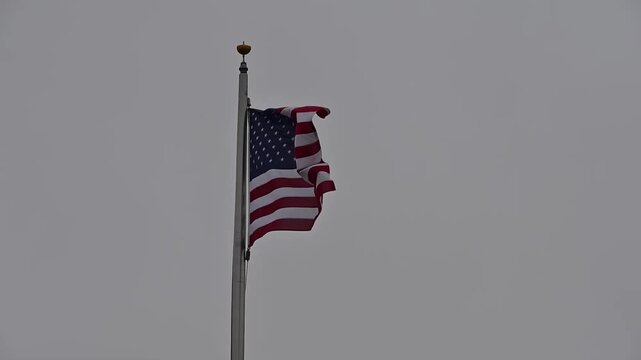 American Flag on Cloudy Day