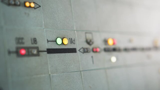 Railway station train dispatcher with glowing lights signals