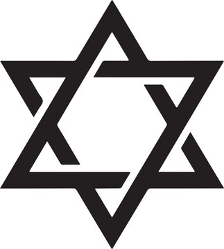 Star of David, Jewish symbol, black icon, vector graphic