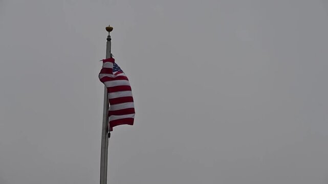 American Flag on Cloudy Day