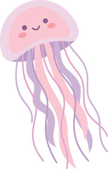 Cute pink and purple jellyfish with tentacles floating marine life jellyfish © MST SUMAIYA