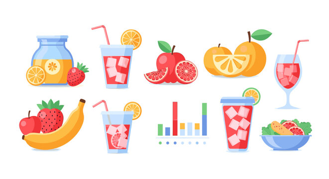 A vibrant illustration of an apple, strawberry, and banana exudes freshness and health. Ideal for healthy eating campaigns, wellness websites, and soc