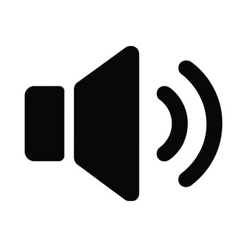 A simple black silhouette icon representing audio volume with increasing sound waves