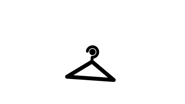 Simple Black Coat Hanger on White Background.