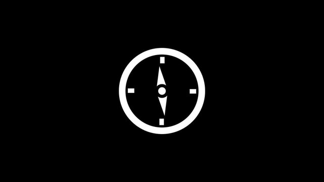 Animation with compass icon on transparent background
