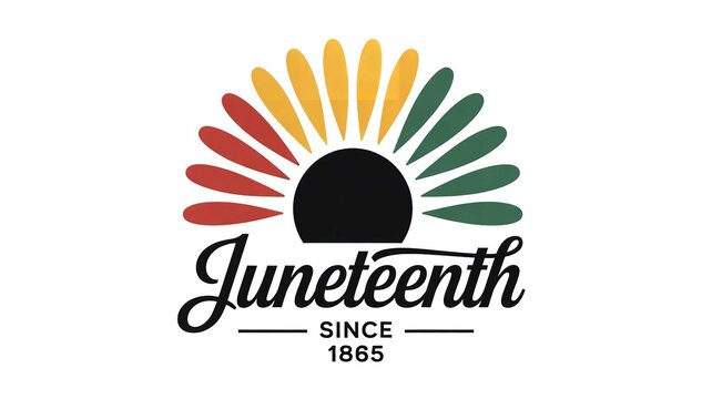 A colorful Juneteenth logo with a sunburst design and the words 'Juneteenth Since 1865'