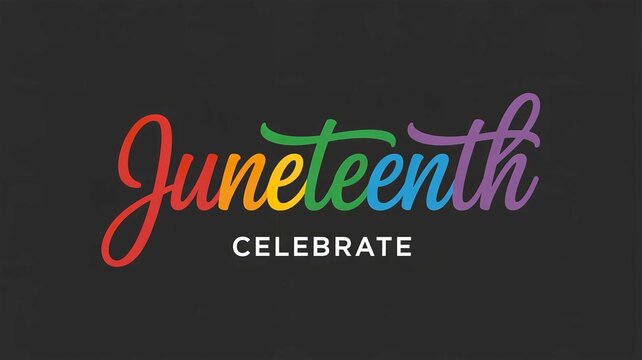 A colorful Juneteenth celebration graphic with the word Celebrate
