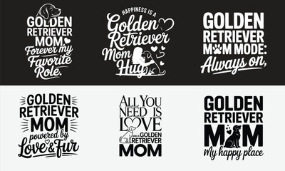 Obraz premium Golden retriever mom typography collection celebrating the bond with beloved canine companions