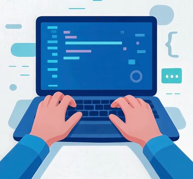 Programmer Coding on Laptop - Software Development Flat Vector Animation