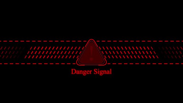 Red danger signal warning with digital glitch hud overlay for cyber security and emergency alert systems