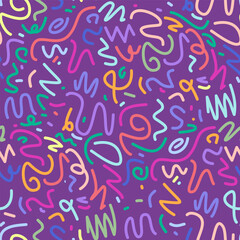 Obraz premium Vibrant Purple Abstract Swirl and Doodle Seamless Pattern