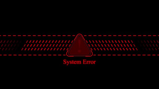 Digital system error warning sign with red glitch hud interface and alert for cybersecurity and tech failure concepts