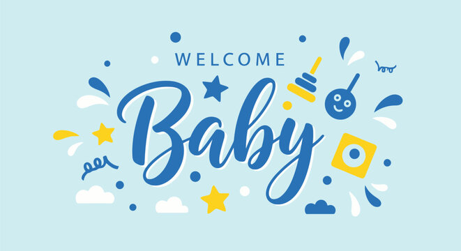 Welcome Baby Celebration Announcement Card Design.
