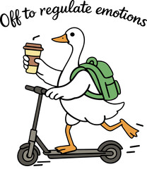 Off to Regulate Emotions SVG, Off to Regulate Emotions PNG, Goose scooter SVG, Cute Duck Coffee SVG, Christian Goose SVG, Off to Regulate Emotions Goose SVG © Samuel