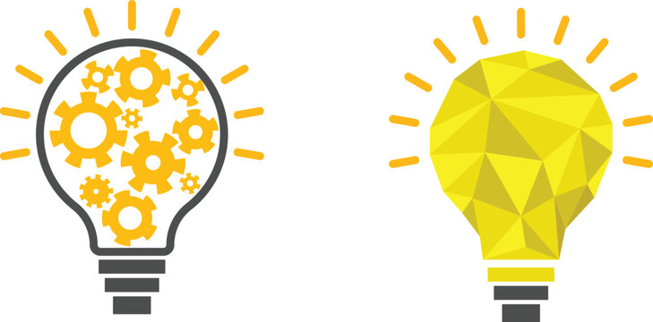 Split view of a lightbulb on and off with a bright yellow brain