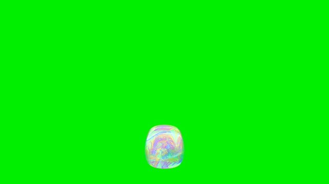 Realistic soap bubble texture dot full stop punctuation mark on green screen background