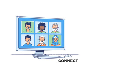 Fototapeta premium Video conference meeting online business communication vector