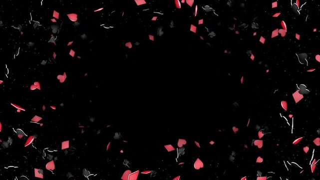 Falling French Poker Card Suit Symbol Animation, on Alpha Channel, Loop

