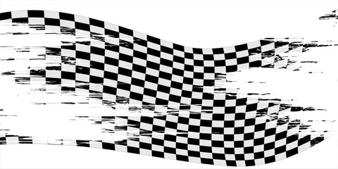 Fototapeta premium Checkered flag wave on white background design for sport race championship vector illustration.