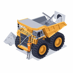 Giant yellow mining dump truck with a load of materials. © karina