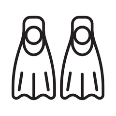 Simple line drawing depicting a pair of black scuba diving flippers © NASRIN