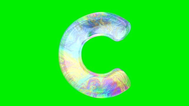 Realistic brick and soap bubble texture alphabet collection on green screen background