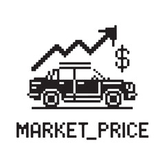 Obraz premium Pixelated image depicting car sales growth and increasing market price