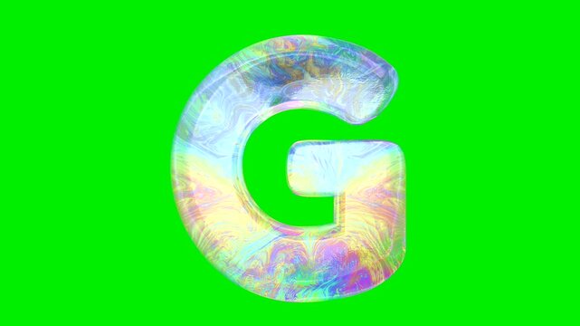 Realistic brick and soap bubble texture alphabet collection on green screen background